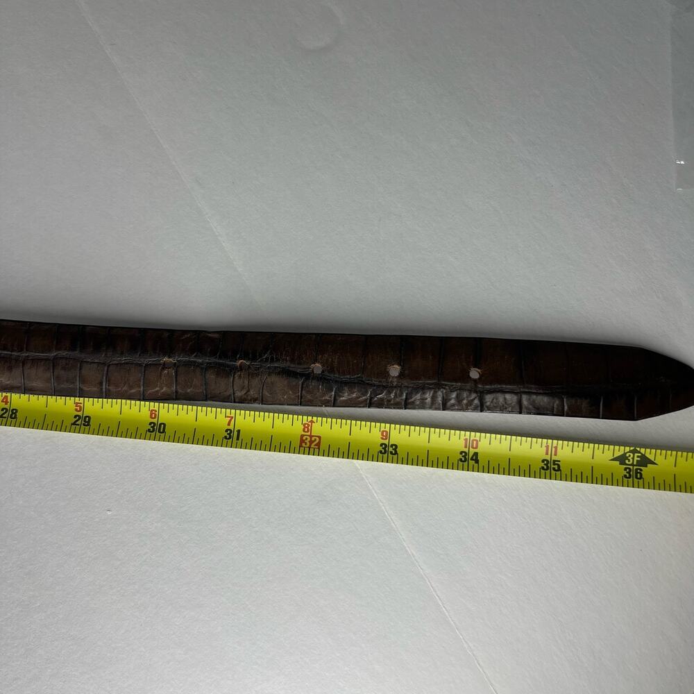 Joan & David Italy Croc Pattern Brown Leather Belt with Silvertone Hardware Sz M - Picture 12 of 12